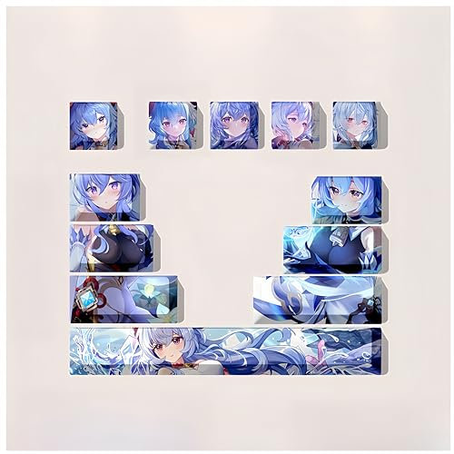 Genshin Impact Tastenkappen, PBT-Tastenkappen mit 12 Tasten, Thermosublimation, benutzerdefinierte Tastenkappen, Cherry MX Gateron Schalter, mechanische Tastaturkappe (Ganyu)