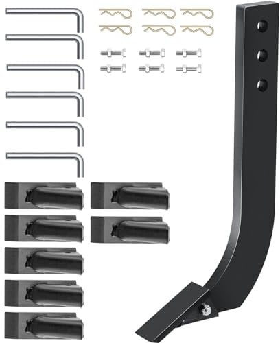 VEVOR 6pcs Box Blade Shank, 16'' Scarifier Shank, 3 Holes Box Scraper Shank, Ripper Shank with Removable Tapered Teeth and Pins, Adjustable Shanks Assembly for Replacement, Digging, Plowing