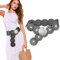 TOFBS Gürtel für Damen Vintage Mode Runde Scheibe Hakenverschluss Ledergürtel Western Cowgirl Breiter Elastischer Verstellbare Taillengürtel Durchbrochener Metal Schnalle Belt(Silber)
