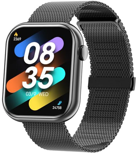 Hwagol Smart Watch (Answer/Make Calls), 1.85 Fitness Tracker, Smartwatch Heart Rate/Sleep Monitor/Pedometer/Calories, 140+ Sports Modes, Waterproof Women's Men's Fitness Watch for Android iOS