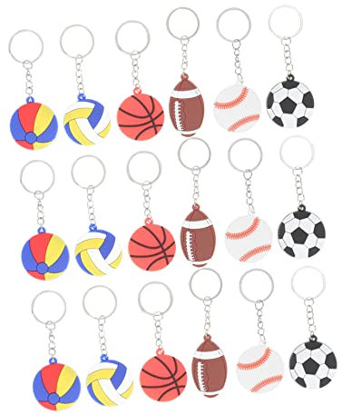POPETPOP 100 Pièces de Porte-clés Ballon Sport Pendentif clé de Rugby Football Porte-clés Balle de Tennis Porte-clés Basket Porte-clés de Basket-Ball Porte-clés pour à PVC