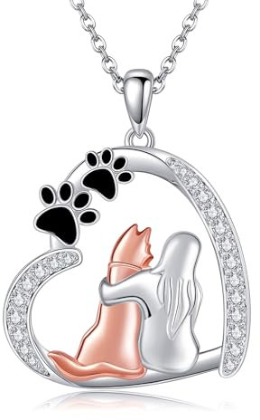 URONE Hund Kette 925 Sterling Silber Hund Herz Anhänger Halskette Hund Schmuck Welpen Geschenke für Damen Frauen