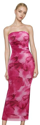 AGYMNX Femme Robe El�gante Longue Femme Fourreau �troite �t� sans Manches sans Bretelles Cravate Teinture Longue Bodycon Slim Fente lat�rale Cocktail Robes de F�te Rose M