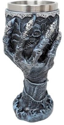 JRose Collections Gothic Skeleton Hand Goblet – Horror-Themed Medieval Chalice with Stainless Steel Liner – Halloween Drinkware & Collectors’ Fantasy Cup