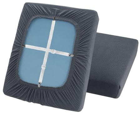 ZYBSLCSY Sofa Sitzkissenbezug Elastizität Jacquard Sofa Überzug Couch Bezug, rutschfeste Bezüge Für Wohnwagenpolster Mit 2 Cord (Dark Grey,W 50-70cm, D 50-70cm)