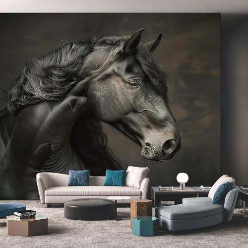 Tapete 3D Fototapete Pferd Bauernhof Tiere 300 x 210 cm Vliestapete Wandbild Fototapeten, Vlies Tapeten Wandtapete Schlafzimmer, Wohnzimmer, TV Hintergrund Wand Moderne Wanddeko
