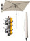 Menz Sonnenschirm Balkon - 4-IN-1 Sonnenschutz Balkon SET in Beige, UPF 50+ Sonnenschirm rechteckig 200 x 125cm + 2 Stück Sonnenschirmhalter Balkongeländer + Sonnenschirmhülle, extrem stabil