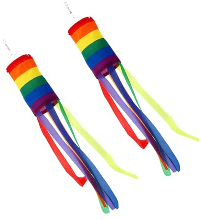 2PCS Rainbow Windsock, 1M Wind Sock Outdoor Colorful Spiral Spinner Outdoor Hanging Decoration Camping Use Wind Sock Spiral Flag For Garden Backyard Porch Caravan Tent Decorations