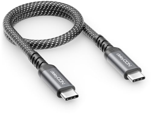 deleyCON 0,30m USB-C Kabel USB 4.0 40Gbps 240W DP Alt Mode | Kurzes 30cm, Ladekabel Datenkabel 8K@60Hz für Notebook, MacBook, Monitor, SSD, iPad, iPhone 17/16 Air Max Pro