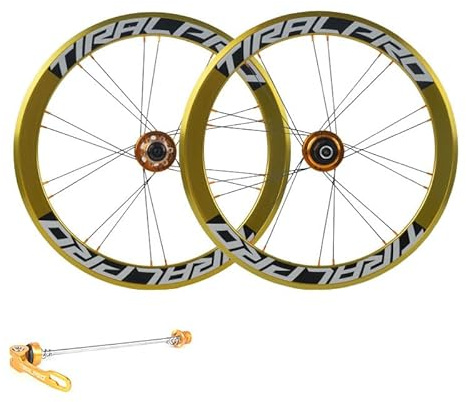 KUNYOS 406 451 Leichter Laufradsatz Klapprad BMX Fahrrad Laufrad Satz 20 Zoll Scheibenbremse Schnellspanner 40Mm Aluminium Felgen Kassette 8 9 10 11 Gang,Gold,406