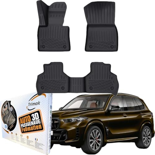 Trimak 3D Fussmatten für BMW X5 G05 ab 2019 | Gummimatten aus TPE Gummi, Passgenau, Wasserdicht, Hoher Rand, Rutschfest, Leicht zu Reinigen