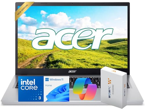acer Aspire 15 Laptop for Home & Work, Intel Core 3 N355(Beat i7-1165G7), 15.6” FHD, 8GB DDR5 RAM, 1.1TB Storage(128GB UFS+512GB SSD+500GB External Drive),Wi-Fi 6, Windows 11, WOWPC Bundle, no Mouse