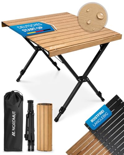 NORDMUT® Campingtisch klappbar – Hochwertiger Klapptisch Camping aus Aluminium – Rostfreier Campingtisch höhenverstellbar mit leichten Aufbau