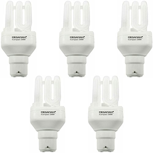 Megaman 5 x 9w Compact Energy Saving Bayonet Cap BC B22 Light Bulb [ Replaces 50w ]