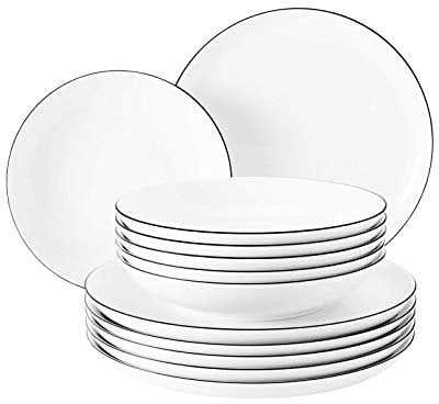 Seltmann Weiden [A] Lido Tafelservice 12-teilig rund Black Line