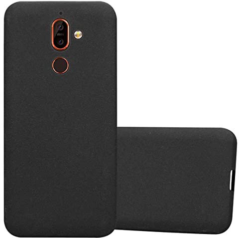 Cadorabo Hülle kompatibel mit Nokia 7 Plus Schutzhülle TPU Silikon Case Frost Design Slim Kratzfest Weiche Gummi mit Rundumschutz Case Hülle für Nokia 7 Plus in Schwarz