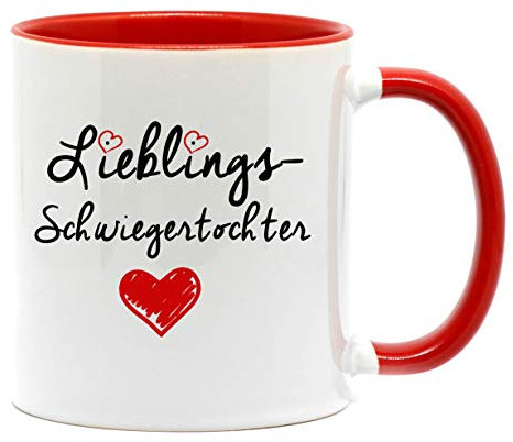 Nice-Presents-de Tasse Lieblings Schwiegertochter in hochwertiger Qualität. Die schönste Art wenn Man etwas zu Sagen hat. EIN tolles Geschenk für die Schwiegertochter. (Rot)