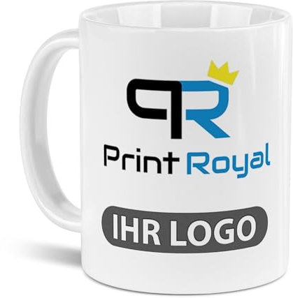 Tassendruck Firmen-Tassen 6 Stück mit eigenem Logo gestalten - Geschenke zum Firmenjubiläum, für Kollegen, Merchandise, B2B | Personalisierte Fotogeschenke, Weiß, 300 ml