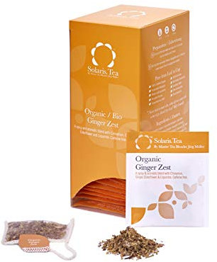 Solaris Tea Bio - Ginger Zest - Ingwer Mischung, 40 genähte Seidenteebeutel, 80 g