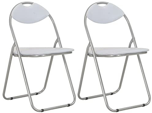 vidaXL 2X Esszimmerstuhl Klappbar Klappstuhl Faltstuhl Küchenstuhl Gästestuhl Stuhl Stühle Besucherstuhl Beistellstuhl Essstuhl Weiß Kunstleder