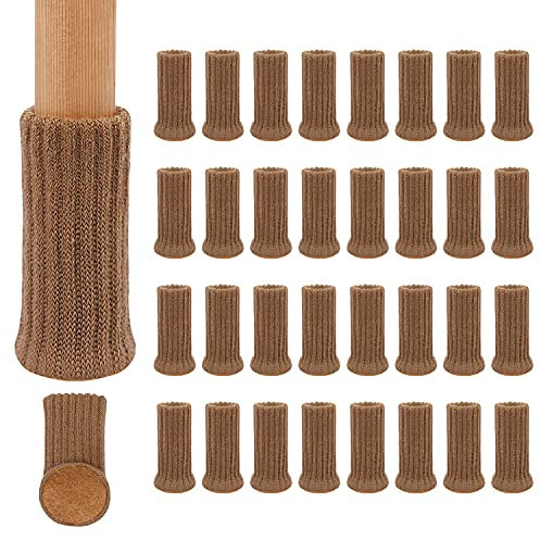 Ezprotekt Stuhlbeinschoner, Stuhlbeine, Socken, Elastisch, Dicke Unterseite, Möbelschuhe, rutschfest, Passend für Stuhlbeine von 1 bis 2 Zoll, 24 Stück, Hellbraun
