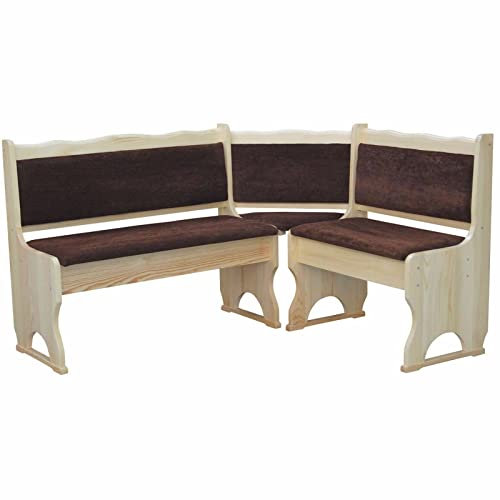 k koma Eckbank Kiefer Lackiert mit Polsterung MASSIVHOLZ BRAUN (100 x 140)