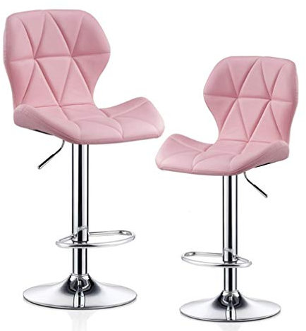 Regulables Taburetes Cocina Altos,Giratorio Taburetes Altosmodernos Mesas Altas Y Taburetes,Silla Alta (Color : Bar stools Set of 2 Pink)
