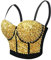 Woboren Damen Pailletten Perlen Bustier Crop Top Push-up Club Party Korsett Top with Detachable Strap