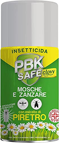 CLOVY PBK Safe Home INSETTICIDA AEROSOL con PIRETRO Naturale Stop a Mosche E ZANZARE 12PZ