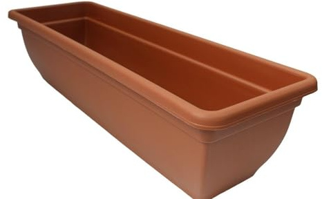 Fröhliche Schnäppchen, groß, 60 cm, terrakottafarben, Kunststoff-Blumentopf, rechteckiger Pflanztopf