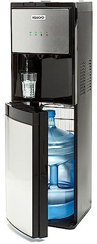 Igloo Bottom Loading Water Cooler – Hot, Cold, & Room Temperature Dispenser – Stainless Steel, Holds 3 & 5 Gallon Jugs, Child Safety Lock – for Homes, Kitchens, Offices, Dorms