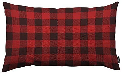 Memonotry HOSNYE Buffalo Plaid Throw Pillow Cover Classic Lumberjack Plaid Red and Black Linen Fabric for Couch, Bed Sofa Car Waist Cushion Cover 30,5 x 50,8 cm Pillow Case