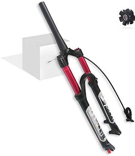 LvTu Air Mountain Bike MTB Front Fork 26 27.5 29 inch 140mm Travel, 1-1/8 Lightweight Disc Brake Bicycle Suspension Fork for 1.5-2.45 Tires (Color : Tapered Remote lockout, Size : 29)