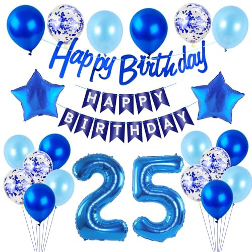 Luftballons 25 .Geburtstag Deko Mann blau Folien ballon 25 Geburtstag Deko Mann geburtstagsdeko 25 jahre geburtstag dekoration Mann, deko 25. Geburtstag Männer deko girlande 25 Geburtstag banner