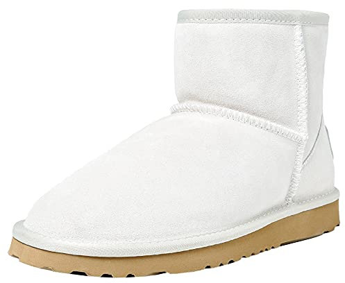 Shenduo Donna Stivali Caviglia da Neve Impermeabile, Stivaletti Invernali D5154 Bianco 38EU