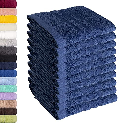Lavea Lot de 10 Serviettes de Toilette 30 x 30 cm – Serviettes d'invité de qualité supérieure 30 x 30 cm en 100% Coton, série éponge Elena – Absorbantes, lavables et résistantes – Navy