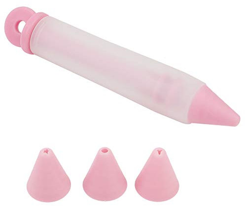 Cake Pen Writing Pen, Silicone Food Writing Pen, Cake Name Writing, Chocolate Decorating Tools, Cake Mold Cream Cup Cookie Icing Decorating Syringe Pen(Pink)