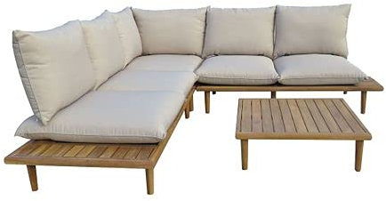OUTLIV. Phoenix Loungeecke Akazie/Olefin, im Teak-Look, Bequemes Loungeset für Ihren Outdoor-Bereich
