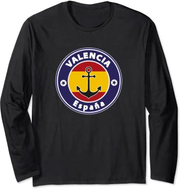 Valencia Spanien Strand Retro Segelurlaub Surfer Souvenir Langarmshirt