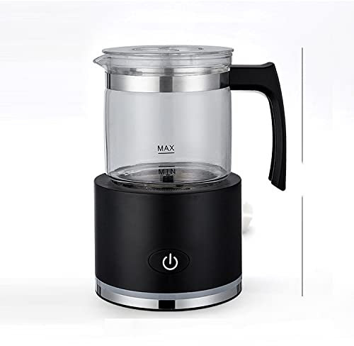 YYDX Montalatte Automatico Macchina Portatile per Montare la Schiuma di Latte caffè Caldo e Freddo Montalatte in Vetro, Latte Cappuccino caffè,Nero