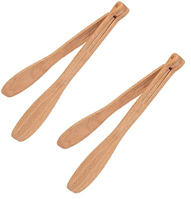 LCRACK Pinzas De Cocina, Juego De 2 Multifunción Agarre Fácil Haya De Madera Robusto Durable Clip De Carne, Adecuado para Cualquier Utensilio De Cocina Antiadherente.