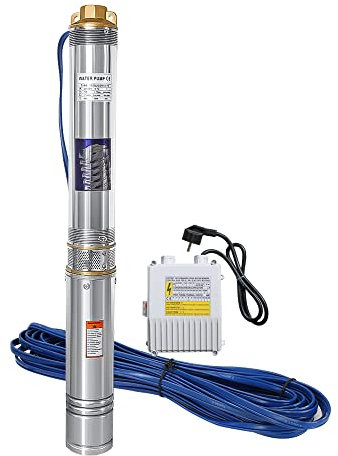 Yakimz Tiefbrunnenpumpe Tauchpumpe Brunnenpumpe 0.75kW/1hp bis 4.000 l/h Fördermenge Edelstahl Brunnenpumpe Sandverträglich Tauchdruckpumpe 6.7 bar max