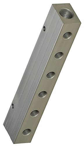 Distributore di aria compressa in alluminio, giunto pneumatico (vuoto, su entrambi i lati, 2 x 6 uscite)