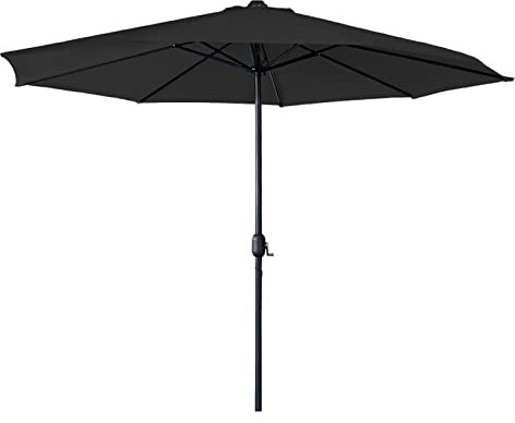 LZQ Sonnenschirm Balkon Ø 350cm Gartenschirm Alu Marktschirm mit Handkurbel Strandschirm Rund Terrassenschirm Faltbar Wasserabweisende UPF 40+(Dunkelgrau, Winkel Nicht Verstellbar)
