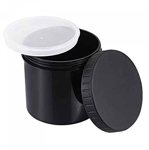 sourcing map Cubo de pintura de plástico vacío 0.13 - Galón/500 ml recipiente de almacenamiento de sello con tapa de sellado negro, 2 unidades