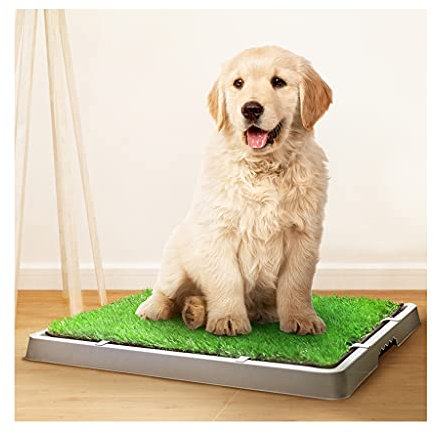 YANYUESHOP Artificial Grass Puppy Pad with Tray, Washable Large Dog Training Grass Mat, 3-Layer System Dog Toilet Grass Potty, Used in Indoor and Outdoor