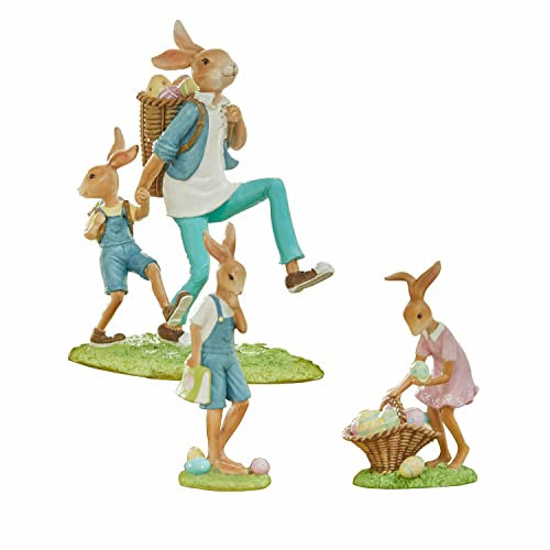 Loberon Hase 3er Set Clifford, von Hand bemalt, detailreich gestaltet, Osterhasen, Ostern, Osterfiguren, Osterdeko, Polyresin, bunt
