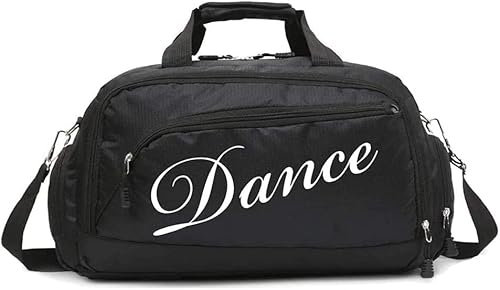Reisetasche für Kinder, Mädchen, für Ballett, Tanz, Training, Sport, Cheerleading, Gymnastik, Wochenende, Kurzreisen, Handgepäckgröße, Schwarz , Tanztasche Mädchen niedlich