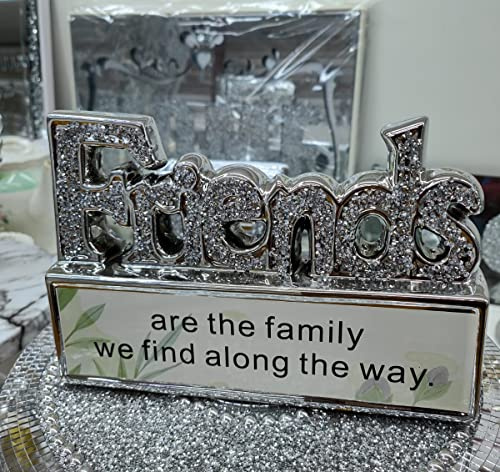 Biznest Silver Petals Crushed Diamond Friends Crystal Ornament Family Friends Bling Shelves Display