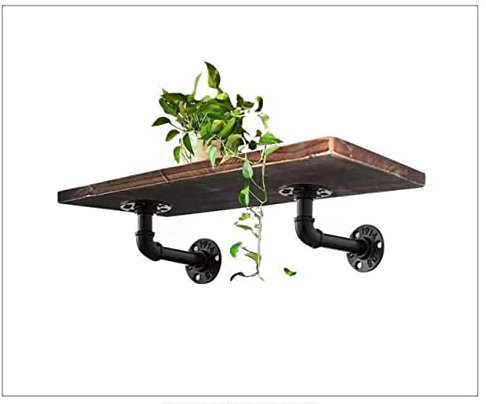 CRSUSUKJ 2 Stück Pipe Shelf Brackets Rohr-Regalhalterungen, Rohrregalhalterungen,mit Schrauben DIY Dekoration für Home Bücherregal CDs Fotorahmen,schwarz